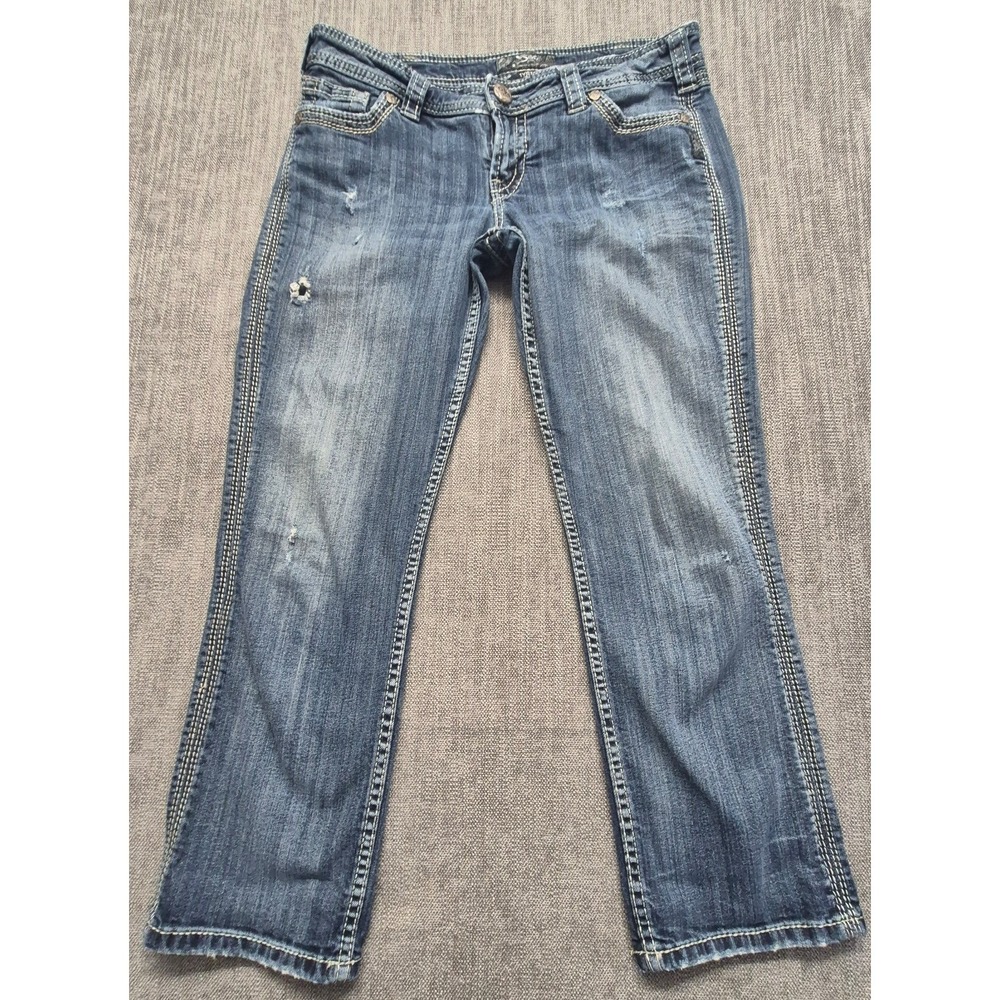 Silver Twisted Capri women's denim jeans sz 30 distressed low rise Cotton retro